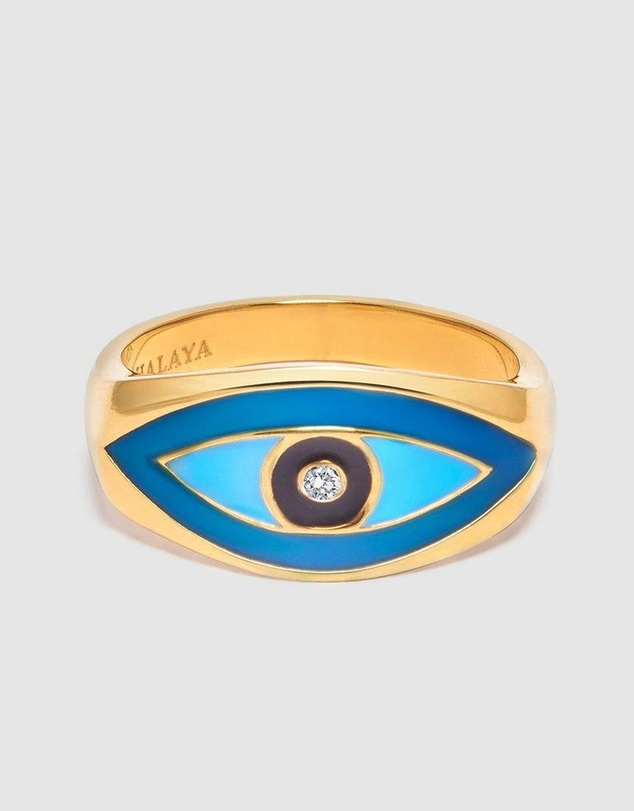 Nialaya Jewellery - Women's Large Evil Eye Ring