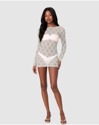 EDIKTED - Sheer Textured Backless Mini Dress