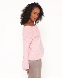 Petal & Pup - Kenny Off Shoulder Knit Sweater - Light Pink