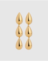 Najo - Liora Triple Drop Yellow Gold Stud Earring