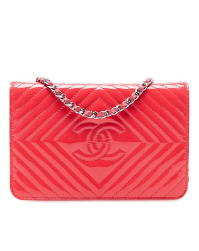 Pre-Loved by Azura Reborn - Pre-Loved CC Patent Diamond Quilted Wallet On Chain