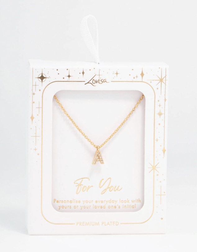 Lovisa - Gold Plated Cubic Zirconia Letter A Necklace
