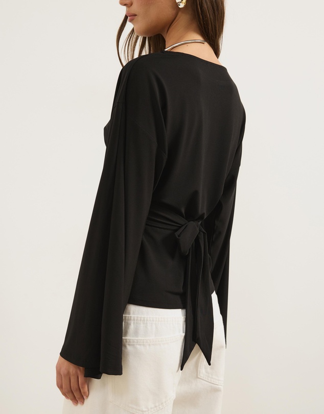 Atmos&Here - Amara Jersey Tie Back Boat Neck Top
