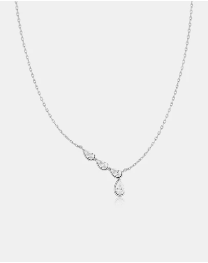 Ania Haie - Silver Half-Bezel Angled & Dangle Teardrop Necklace