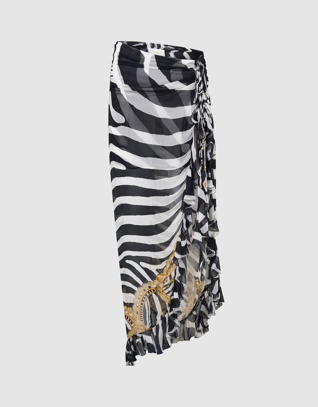 Camilla - Relaxed Wrap Tie Skirt With Ruffle
