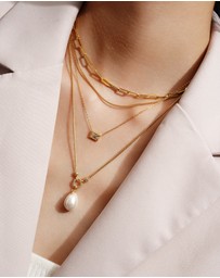 Ania Haie - Gold Sparkling Bezel-Set Cube Necklace