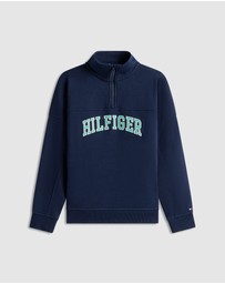 Tommy Hilfiger - Boys Logo Terry Quarter-Zip Sweatshirt - Teens
