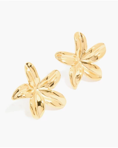 Lovisa - Waterproof Gold Plated Stainless Steel Frangipani Flower Stud Earrings