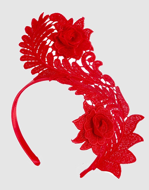 Max Alexander - Lace Crown Red Headband Fascinator