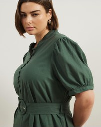 Atmos&Here Curvy - Bailey Button Front Linen Blend Mini Dress