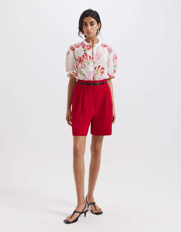 SABA - Mariposa Silk Linen Short Sleeve Blouse