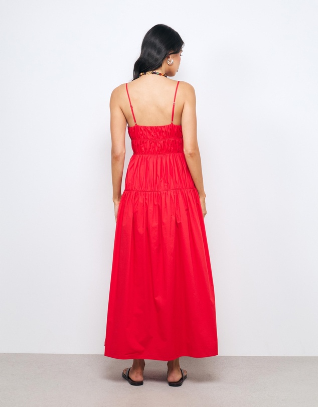 AERE - Lena Gathered Cotton Midi Dress