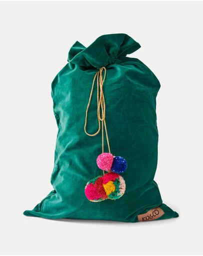 Kip&Co - Jade Green Velvet Christmas Santa Sack