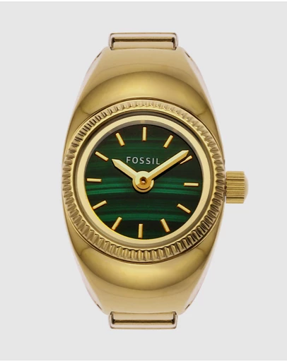 Fossil - Gold Tone Analogue Ring Watch