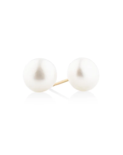 Michael Hill - Stud Earrings with 9mm Button Cultured Freshwater Pearl in 10kt Yellow Gold