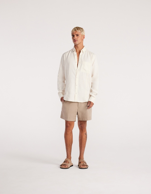 Calibre - Washed Linen Button Down Shirt Cream