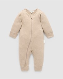 Purebaby - Ribbed Zip Growsuit -Kids-Babies