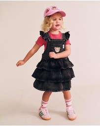 Huxbaby - Knit Denim Frill Pinafore - Babies-Kids