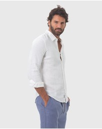 Coast Clothing - Long Sleeve Linen Shirt: White