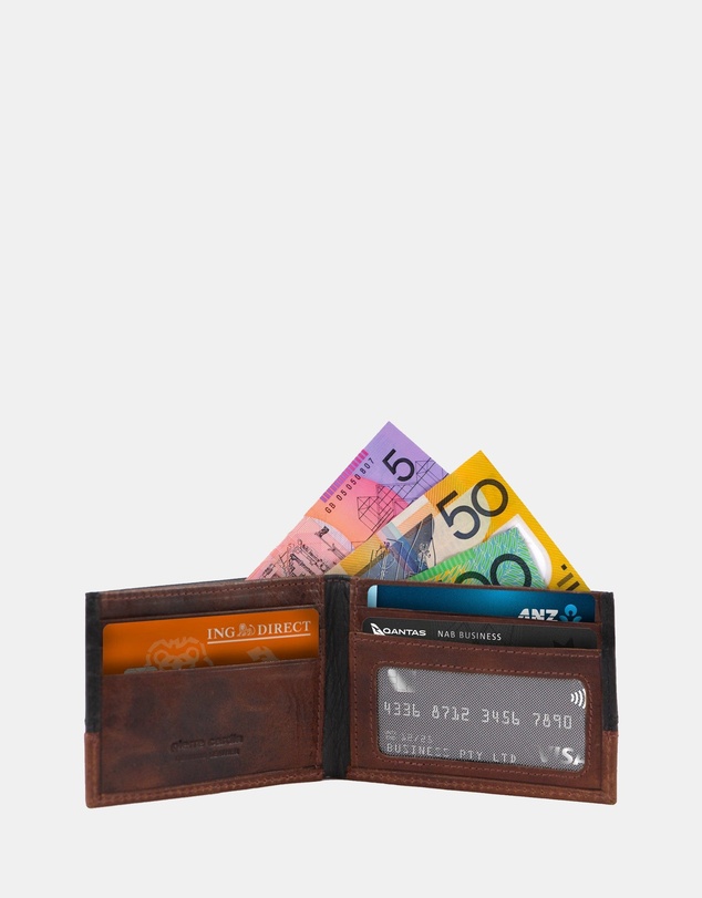 Pierre Cardin - Pierre Cardin Rustic Leather Men's 2 Tone Slim Bi-Fold Wallet
