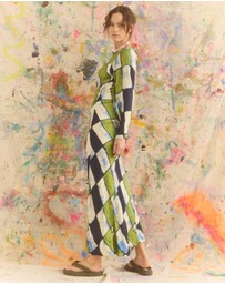 KINGA CSILLA - Oro Tile Olive Maxi Dress