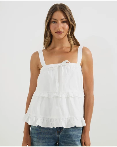 Atmos&Here - Polly Cotton Tiered Bow Top