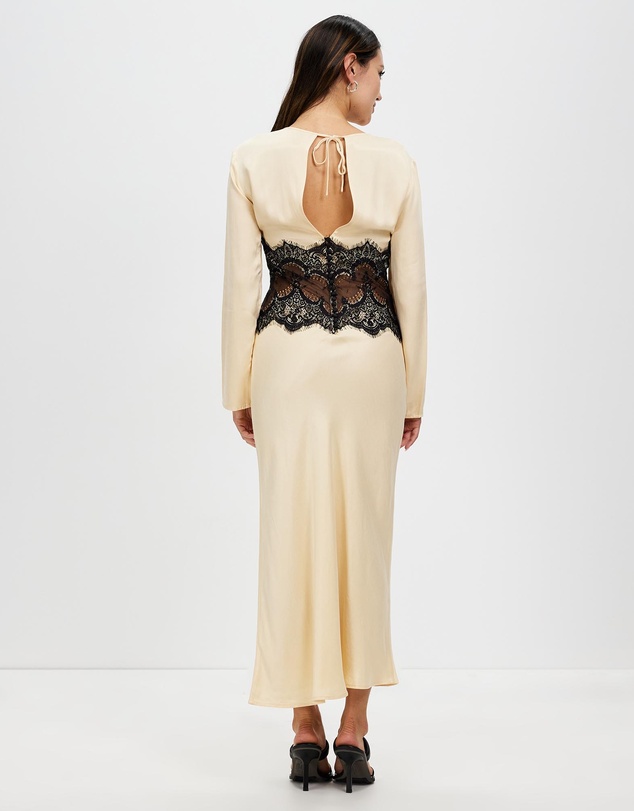 Third Form - Visions Lace Trim LS Maxi Dress