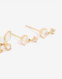 Lovisa - Waterproof Gold Plated Stainless Steel Cubic Zirconia Garden Party Earrings 3-Pack