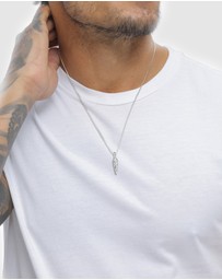 Kuzzoi - ICONIC EXCLUSIVE - Necklace Male Drop Textured 925 Sterling Silver