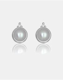 Georgini - Freshwater Pearl And Two Natural Diamond June Silver Earrings