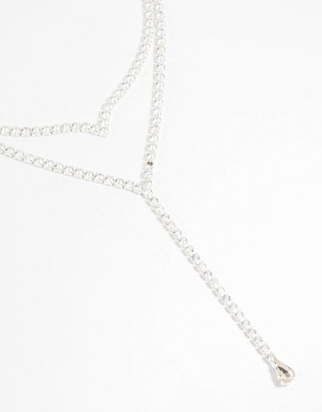 Lovisa - Silver Cubic Zirconia V Necklace