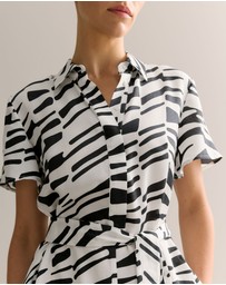 Trenery - Modal Bold Geo Shirt Dress in Black Multi
