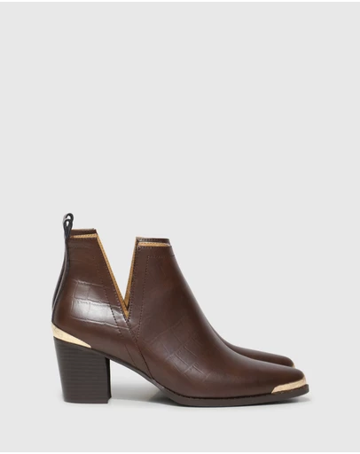 Belle & Bloom - Austin Croc Embossed Ankle Boot