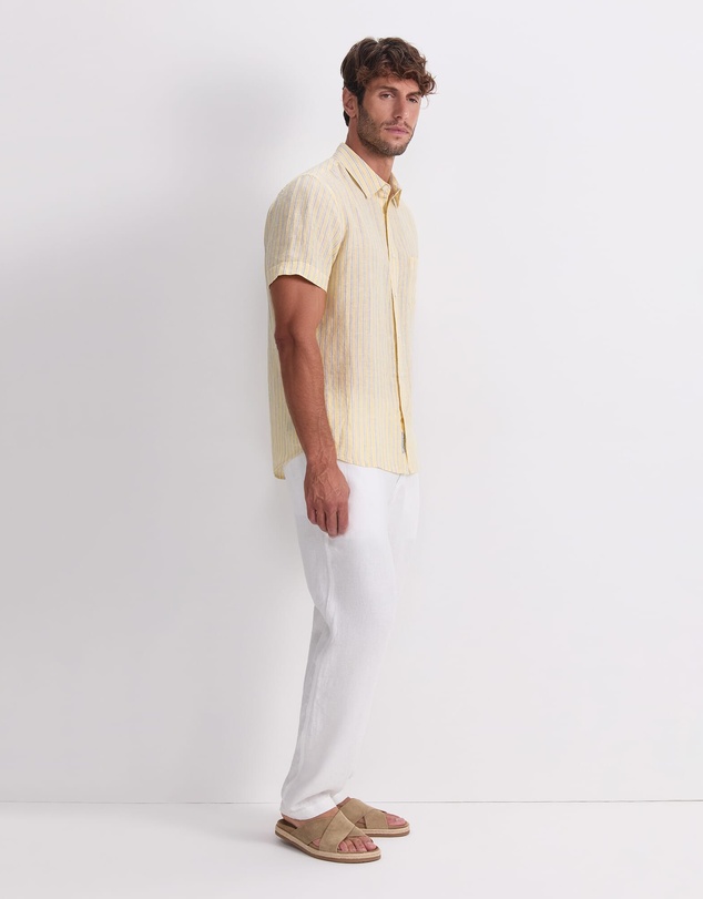 Sportscraft - Stripe Short Sleeve Linen Shirt