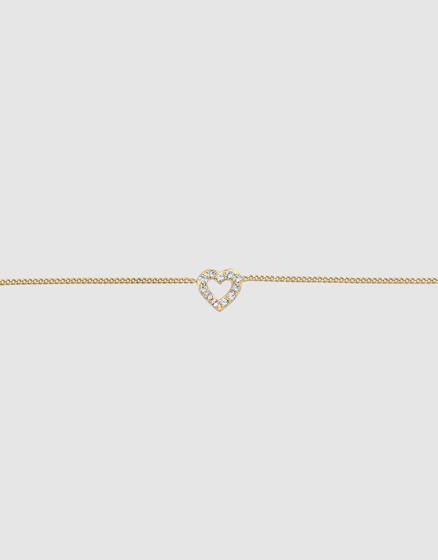 Elli Jewelry - Necklace Choker Crystal Heart 925 Sterling Silver Gold-Plated
