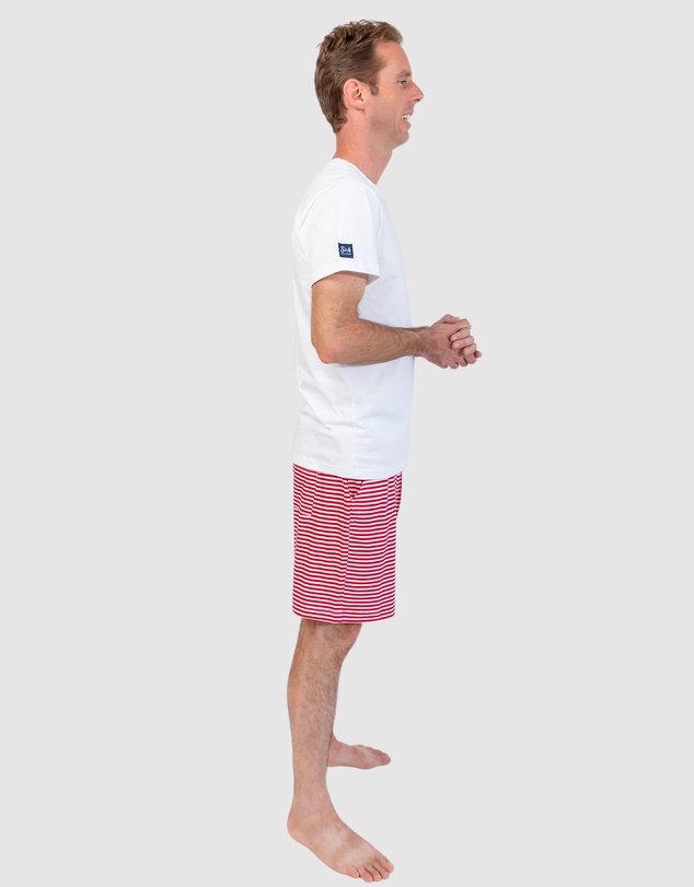 Sant And Abel - Men's Jersey Red Stripe Sleep Shorts