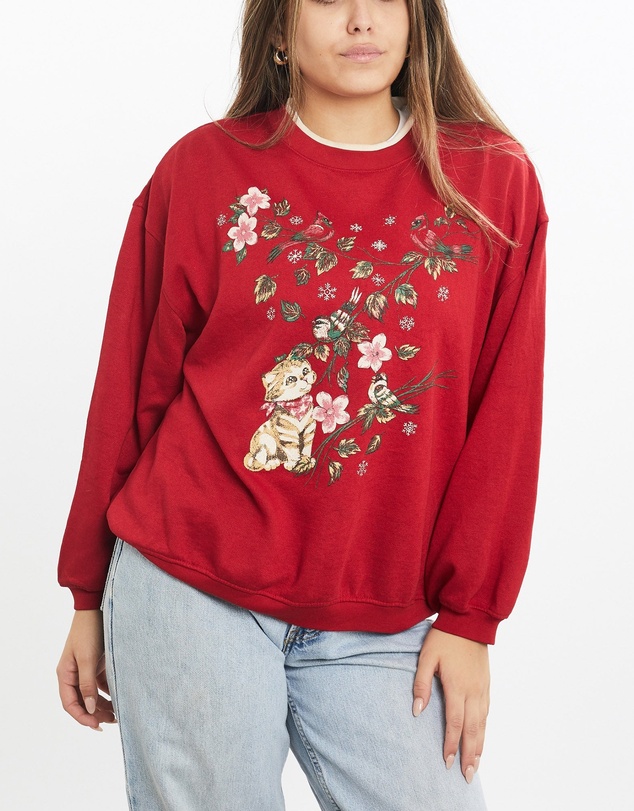 Vintage by The Real Deal - Pre Loved - Vintage 90s Cat Wildlife Sweatshirt