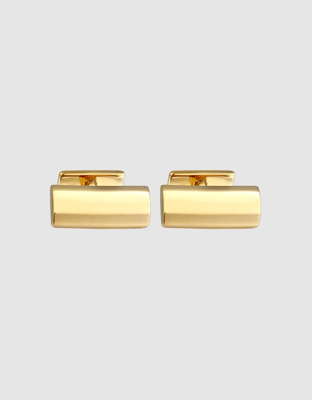 Kuzzoi - ICONIC EXCLUSIVE - Cufflinks Men Rectangle Bar Elegant in 375 Yellow Gold