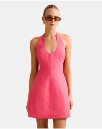 Forever New - Esther U-Neck Halter Neck Linen Mini Dress