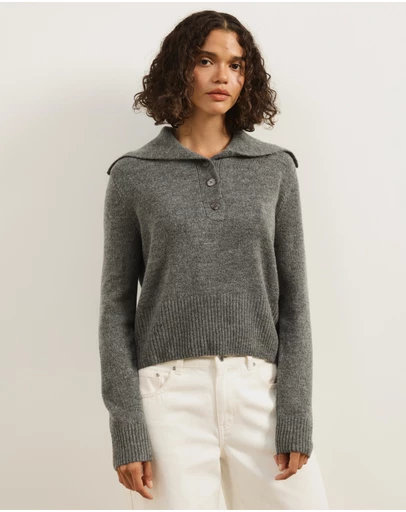 Atmos&Here - Kiera Knit Jumper with Wide Collar