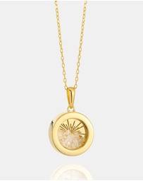 Rachel Jackson - Small Deco Sun Amulet April Birthstone Rock Crystal Necklace (Energy & Clarity)
