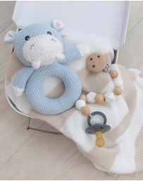 Living Textiles - Knitted Ring Rattle - Henry the Hippo