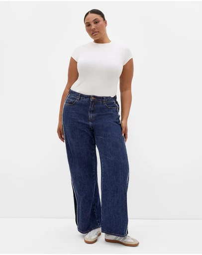 City Chic - Harley Fit Leila Side Stripe Wide Leg Jean