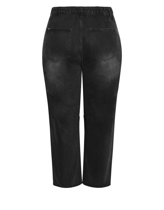 City Chic - Plus size Harley Fit Brooke Barrel Leg Jean - black wash