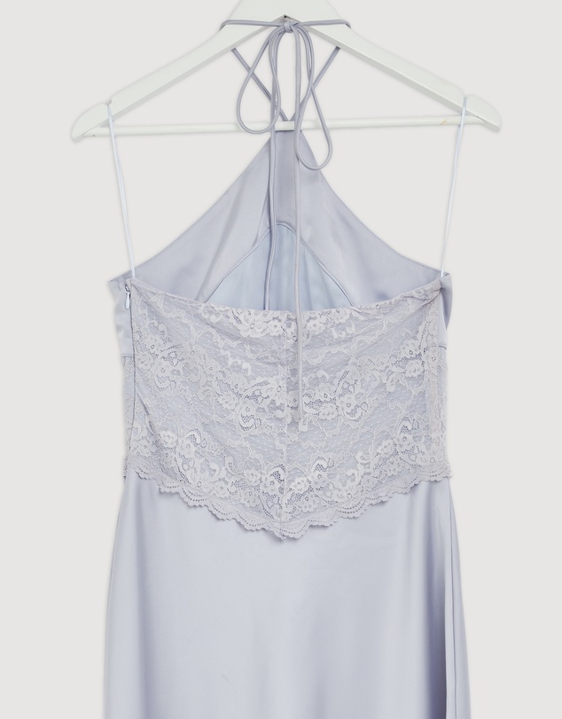 Revibe - Repaired CHANCERY Georgie Halter Neck Lace Panelled Maxi Dress - AU 10