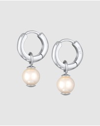 Kuzzoi - ICONIC EXCLUSIVE - Earrings Men's Creoles Pearl Pendant in 925 Sterling Silver