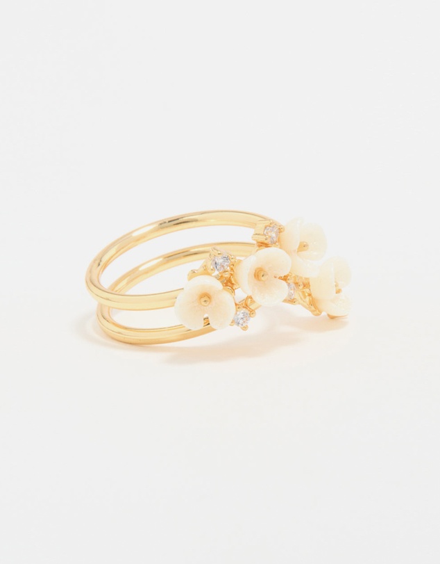 Lovisa - Gold Plated Cubic Zirconia Flower Wrap Ring