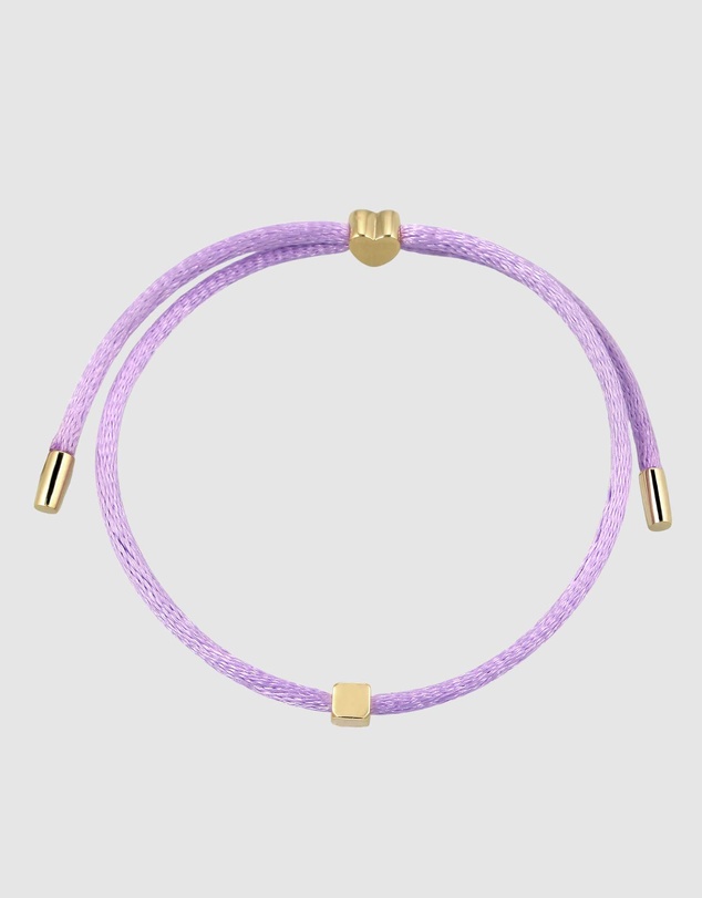 Elli Jewelry - Heart Charm Purple Satin Bracelet