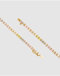 Wanderlust + Co - Pave 14K Gold Vermeil Rainbow Tennis Bracelet
