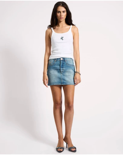 ONE TEASPOON - 2020 High Waist Mini Denim Skirt - Texas Blue